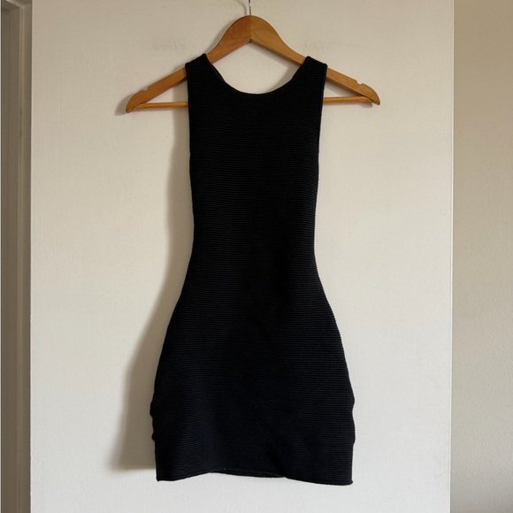 Abercrombie & Fitch Black Scuba Cross-Back Elevated Knit Mini Dress size XS - Picture 3 of 8